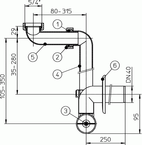 HL 137/40  Сифон для компактного расположения под мойкой c горизонтальным выпуском DN40