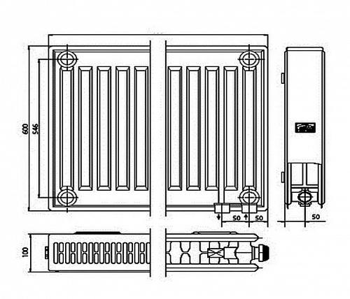 Kermi FTV 22 600x600 панельный радиатор с нижним подключением