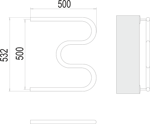 Terminus М-образный 1" 500х500 Водяной полотенцесушитель 