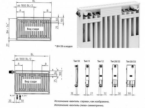 Kermi FTV 33 900х3000 панельный радиатор с нижним подключением