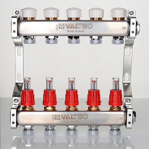 Valtec 1", 4 x 3/4", евроконус Коллекторный блок с регулирующими клапанами и расходомерами