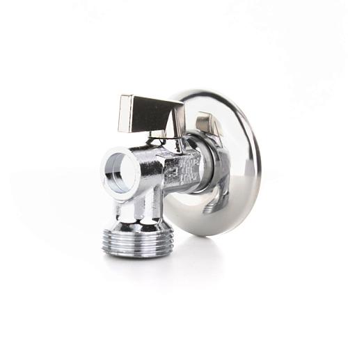 Elsen Кран шаровой латунный угловой для стиральных машин с розеткой 3/4" - 1/2", ручка - бабочка