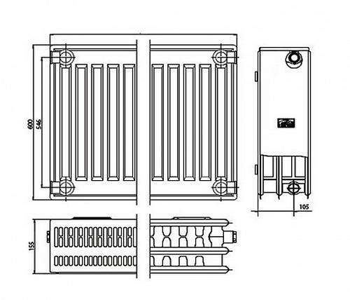 Kermi FKO 33 600х1800 панельный радиатор с боковым подключением