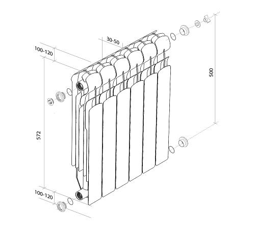 Royal Thermo Indigo Super+ 500/ 6 секции БиМеталлический радиатор 