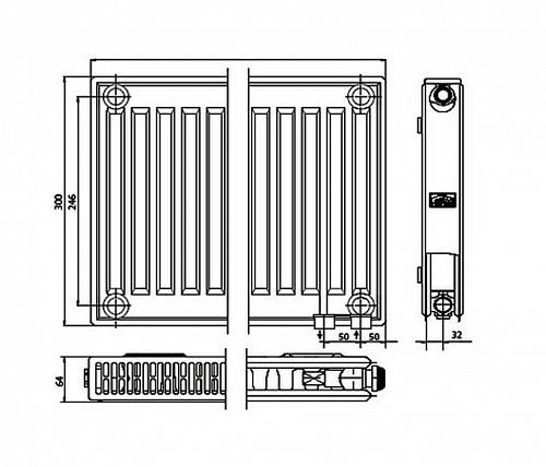 Kermi FTV 12 300x2000 панельный радиатор с нижним подключением