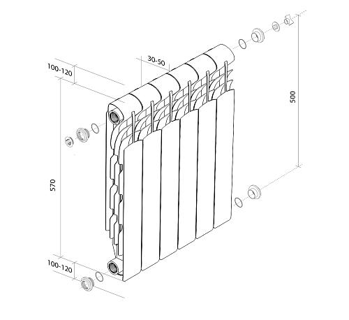 Royal Thermo Revolution 500/ 8 секций Алюминиевый радиатор 