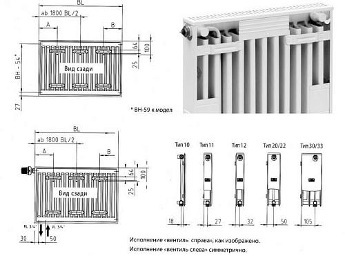 Kermi FKO 11 900х1000 панельный радиатор с боковым подключением