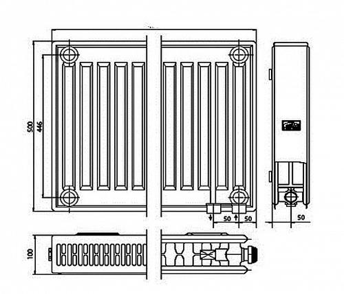 Kermi FTV 22 500x1000 панельный радиатор с нижним подключением
