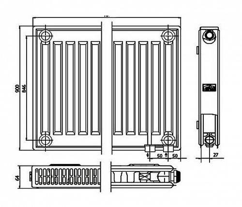 Kermi FTV 12 900x500 панельный радиатор с нижним подключением