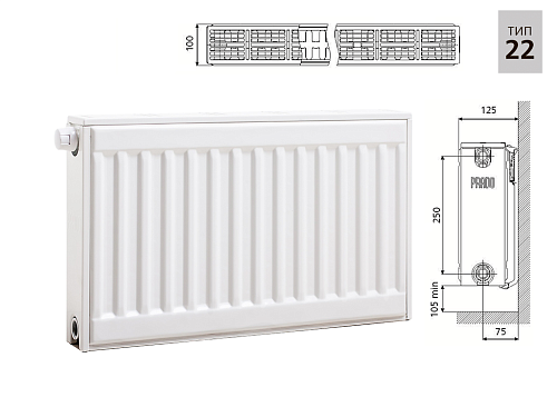 Prado Universal U22 300x1400 стальной панельный радиатор с нижним подключением