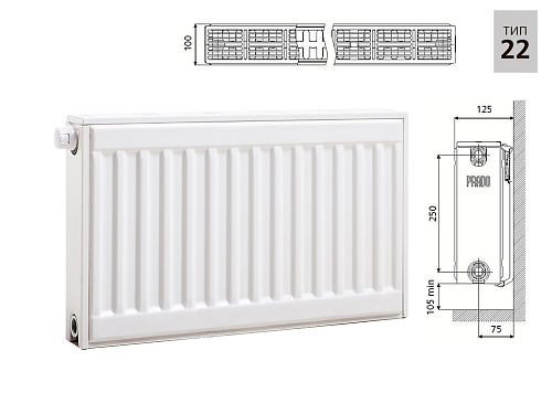 Prado Universal U22 300x400 стальной панельный радиатор с нижним подключением