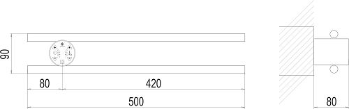 Terminus Полка Электро П2 КРУГ 500х90 NEW Электрический полотенцесушитель