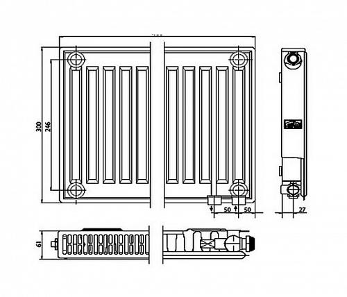 Kermi FTV 11 300x400 панельный радиатор с нижним подключением