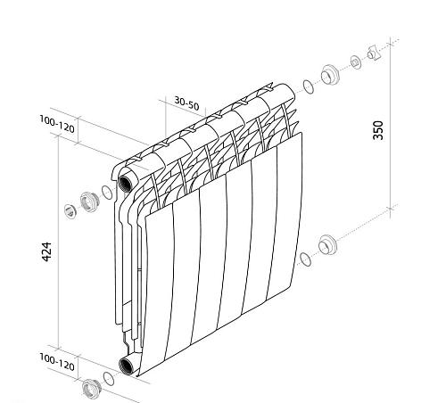 Royal Thermo Biliner 350 Bianco Traffico /9 секции БиМеталлический радиатор