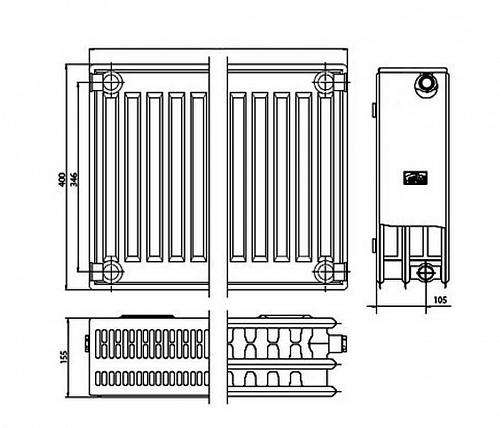 Kermi FKО 33 400х900 панельный радиатор с боковым подключением