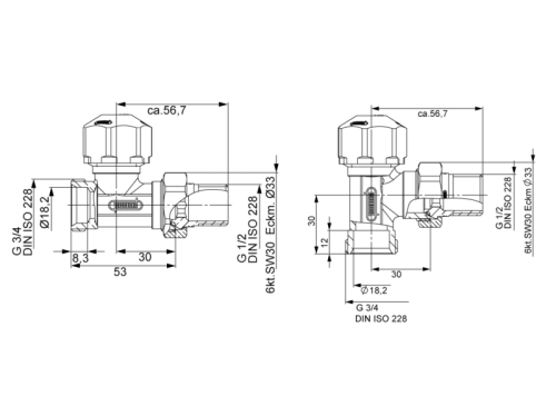 Hummel G 1/2 НР G 1/2 ВР Вентиль термостатический осевой