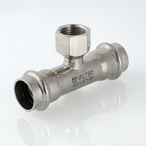 VALTEC 28 мм х 1/2" Пресс-тройник из нержавеющей стали с внутренней резьбой