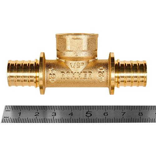 ROMMER Тройник-переходник с внутренней резьбой 20xG1/2 для трубы из сшитого полиэтилена осевой