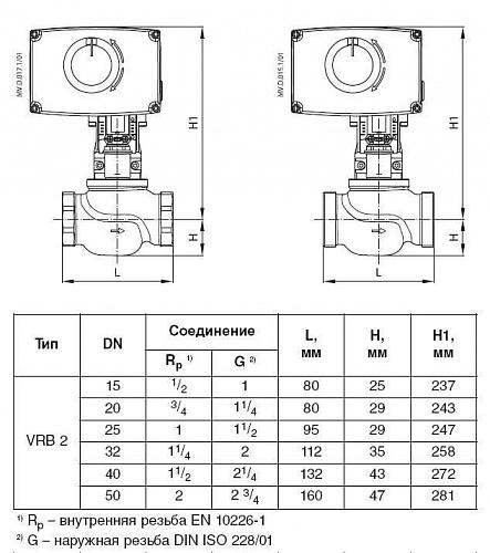 Danfoss VRB 2 DN20 (065Z0176) Клапан регулирующий с наружной резьбой Kvs-6,3 м3/ч