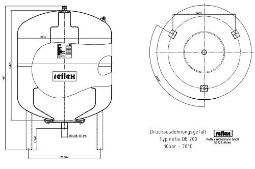 Reflex DE 200 PN10 гидроаккумулятор для систем водоснабжения