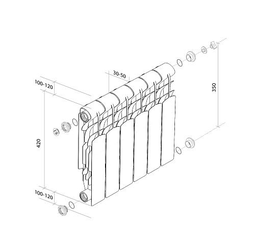 Royal Thermo Revolution 350/6 секции Алюминиевый радиатор 
