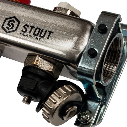 SMS 0927 000003 STOUT Коллектор из нержавеющей стали с расходомерами клапаном вып. воздуха и сливом 3 вых.