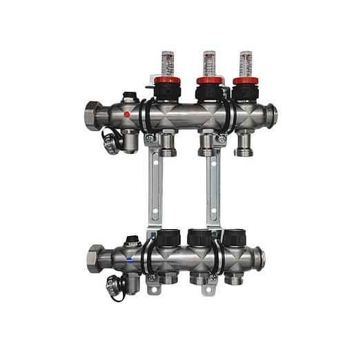 Oventrop Multidis SF Коллектор 3 х G 3/4 сталь с ротаметрами для напольного отопления