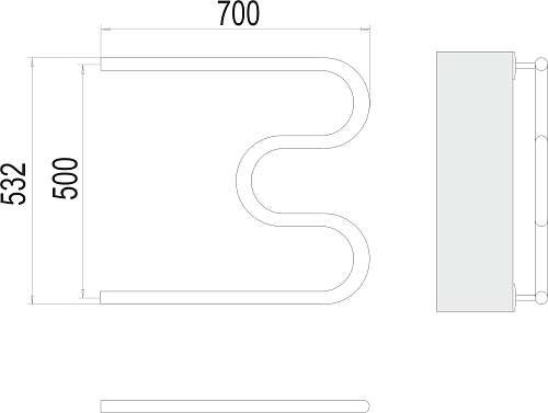 Terminus М-образный 1" 500х700 Водяной полотенцесушитель 