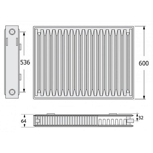 Kermi FKO 12 600x3000 панельный радиатор с боковым подключением